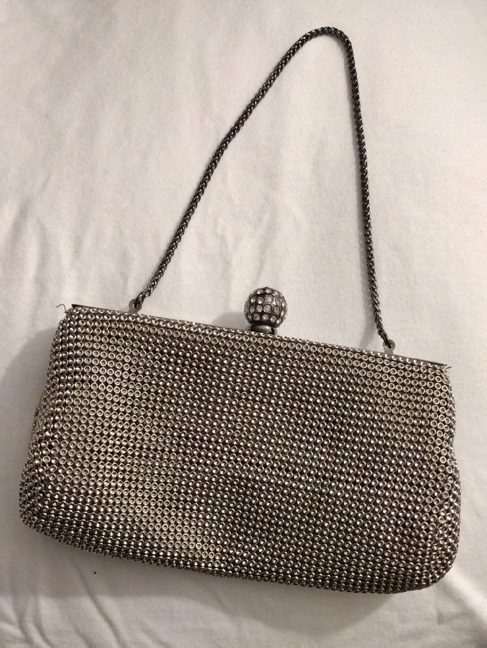 Whiting & Davis Silver Crystal Mesh Evening Bag 🔥